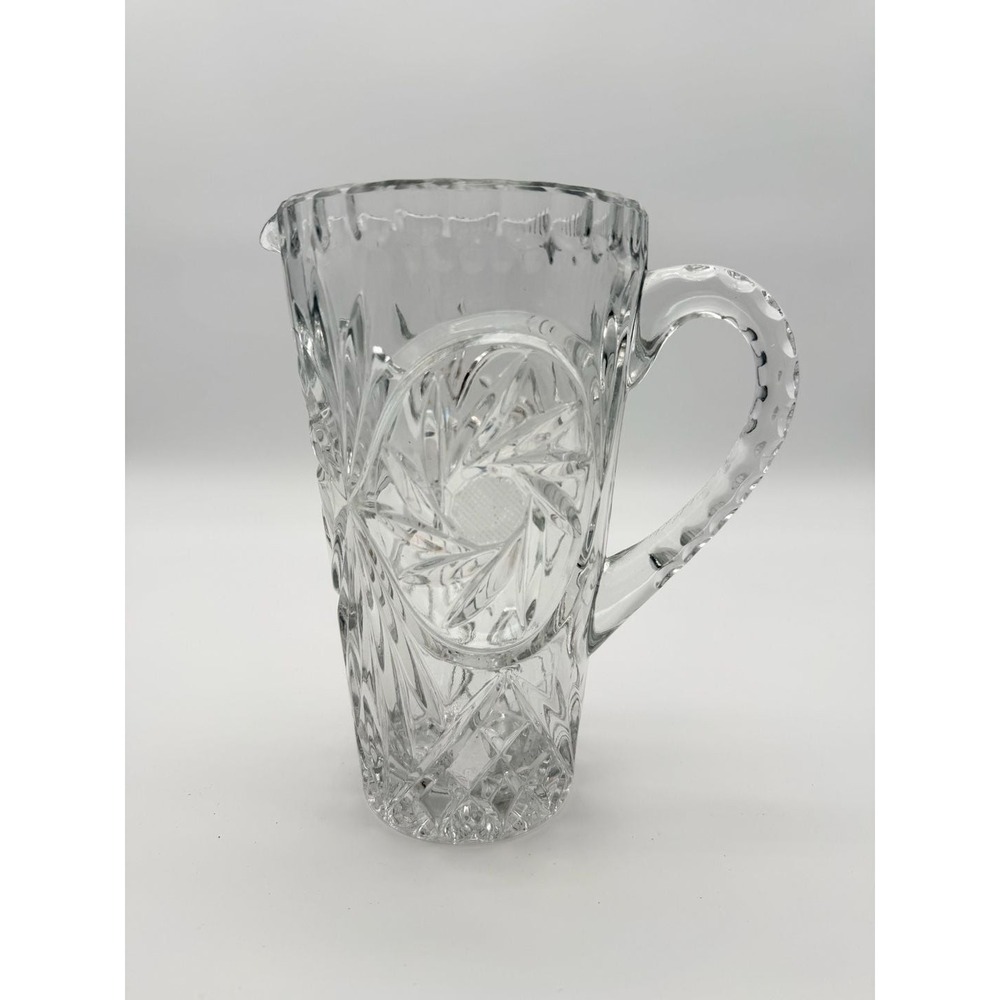 Vintage Pressed‎ Glass Cut Pattern Water Pitcher